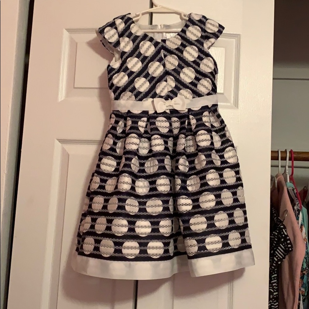 Blue and White Polka Dot Dress